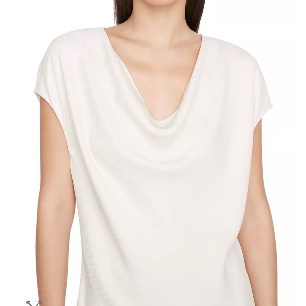 Vince Drape Neck Cap Sleeve Blouse, Cream, Size L, FLAWED